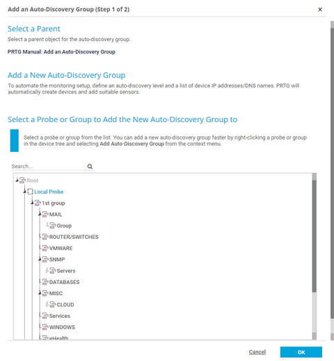 Add Auto-Discovery Group Assistant Step 1